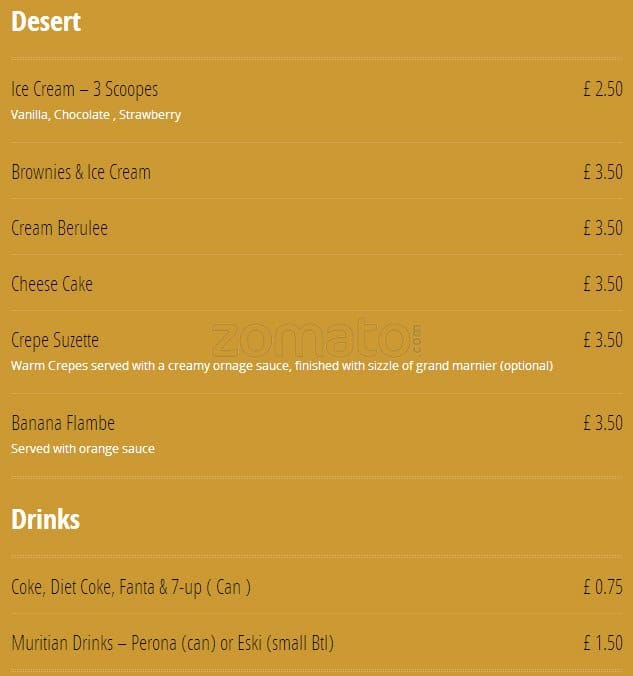 All Spice menu