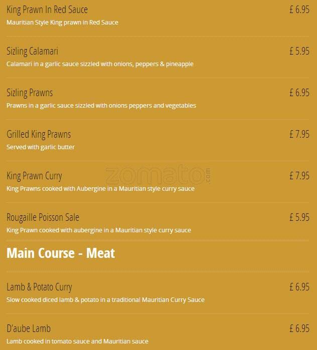All Spice menu
