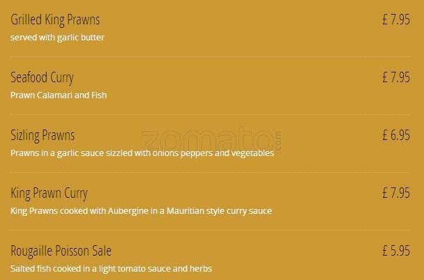 All Spice menu