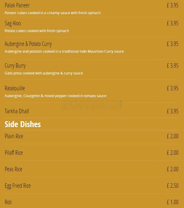 All Spice menu