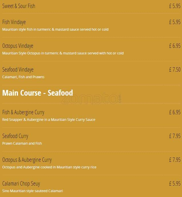 All Spice menu