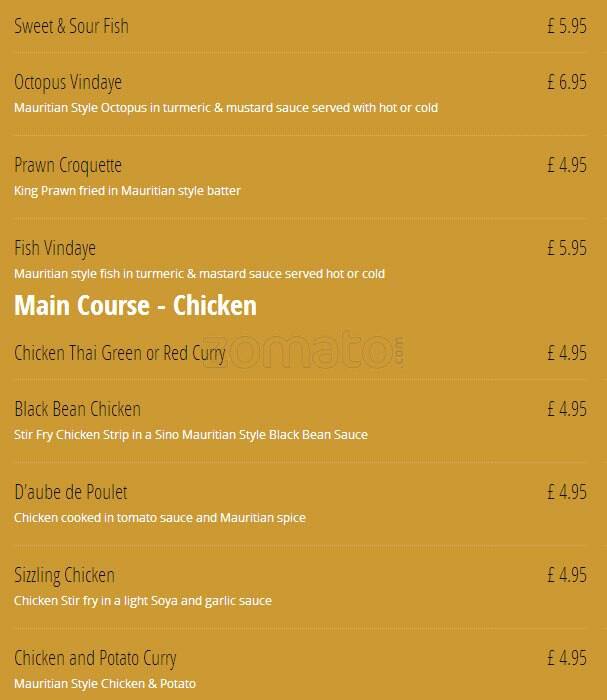 All Spice menu