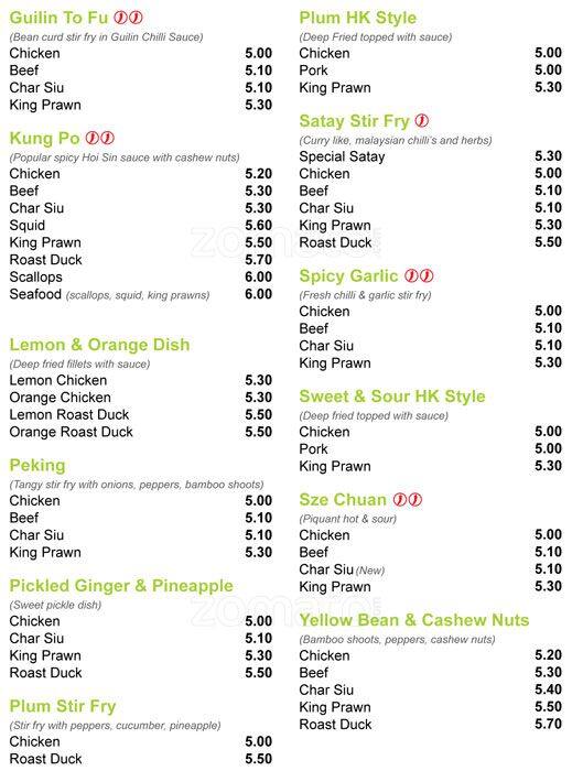 Menu at New Xi'an restaurant, Edinburgh, 101 Comiston Rd