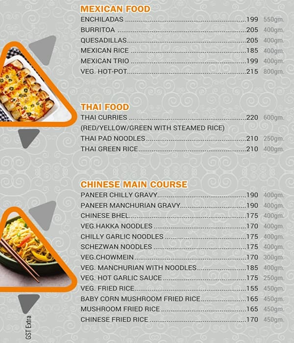 Zesty Treat Restaurant and Banquets menu