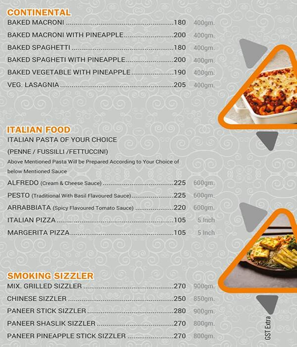Zesty Treat Restaurant and Banquets menu