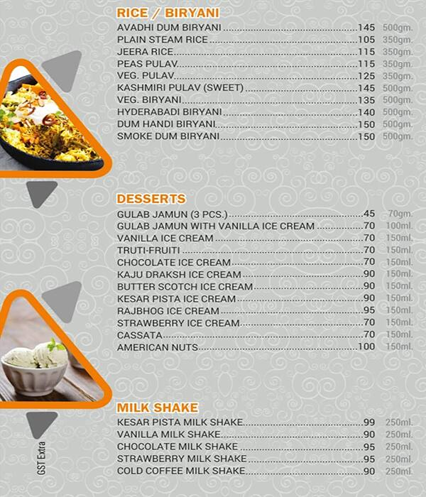 Zesty Treat Restaurant and Banquets menu