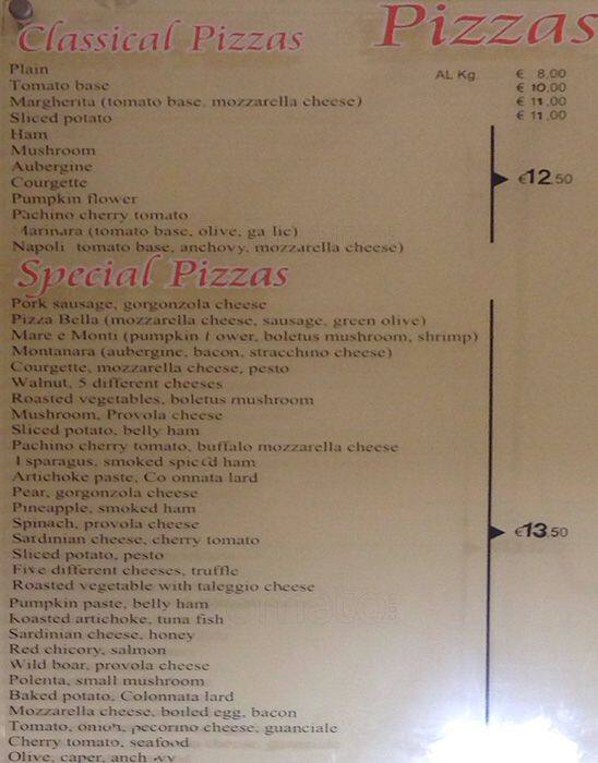 Menu di Pizzeria Vulcano 