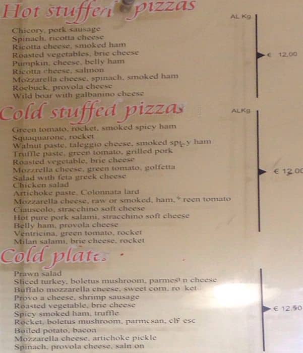 Menu di Pizzeria Vulcano 
