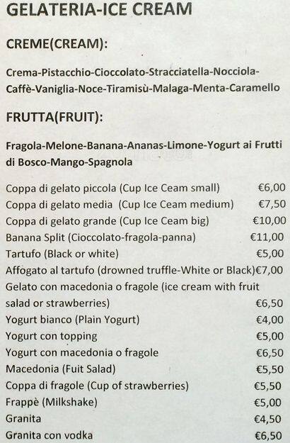 Menu di Bar Quadrifoglio 