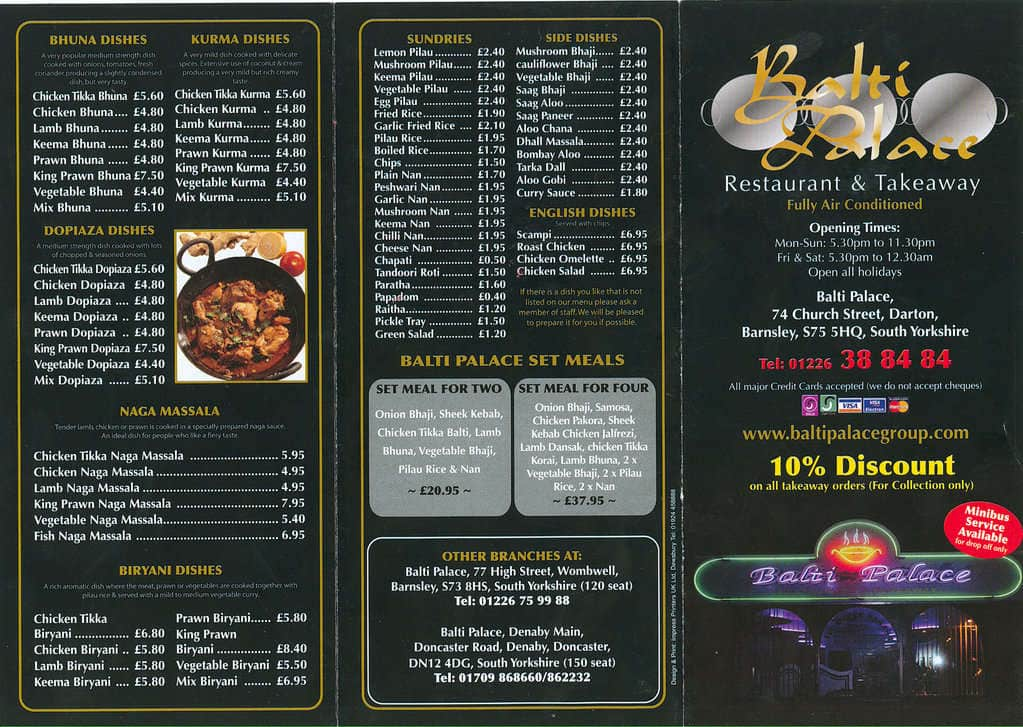 Darton Balti House Menu, Menu untuk Darton Balti House, Barnsley ...