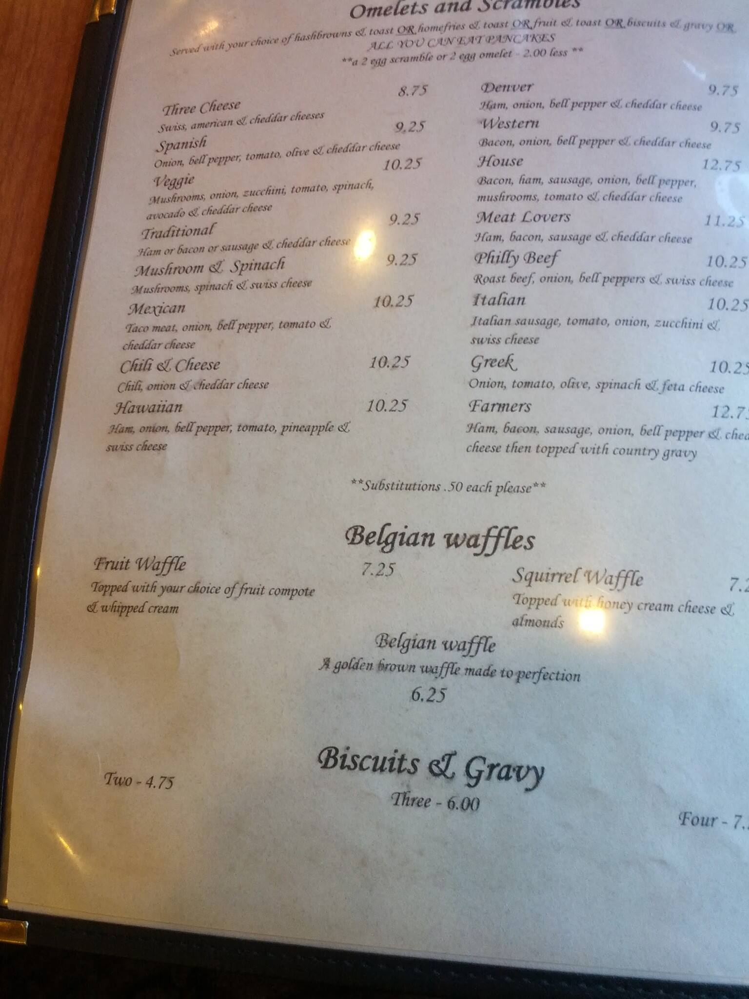 Menu at Mama Janes restaurant, The Dalles