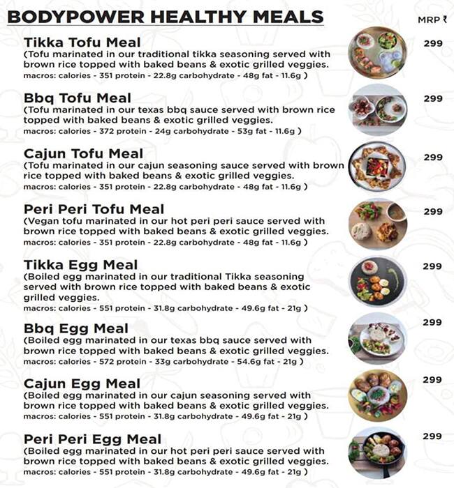 Bodypower Cafe menu