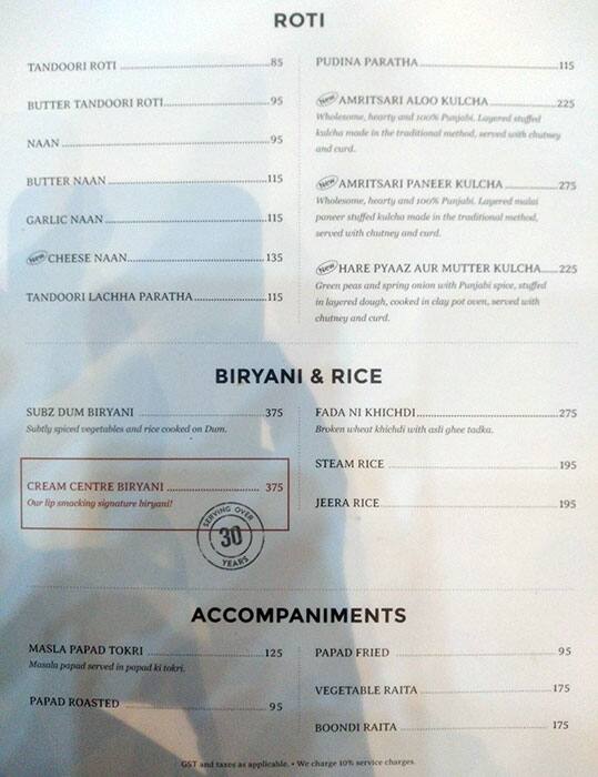 Menu at Cream Centre, Thane, Viviana Mall