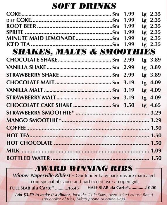 Menu at Portillo's Hot Dogs restaurant, Brookfield, W Bluemound Rd