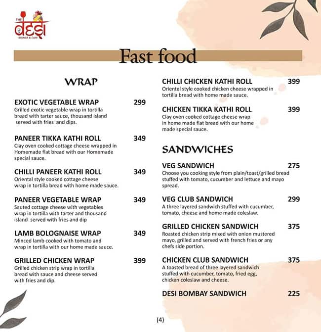 NUCLER - Ex Desi Cafe menu