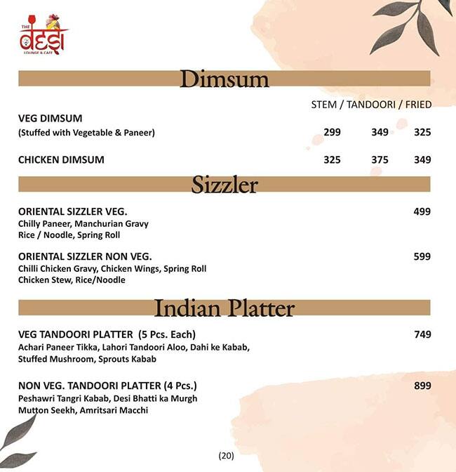 NUCLER - Ex Desi Cafe menu