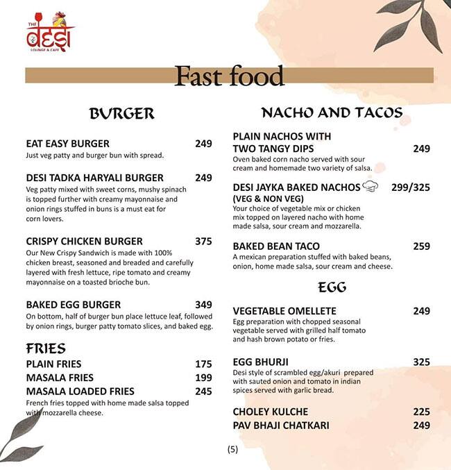 NUCLER - Ex Desi Cafe menu