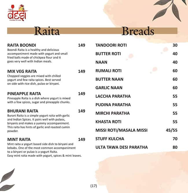 NUCLER - Ex Desi Cafe menu