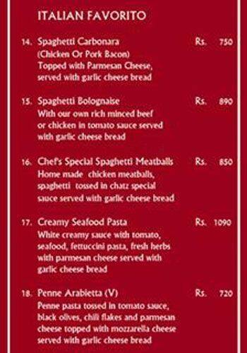 CHATZ menu