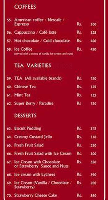 CHATZ menu