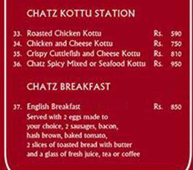 CHATZ menu