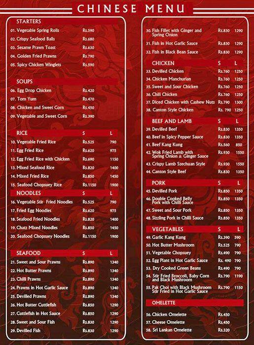 CHATZ menu