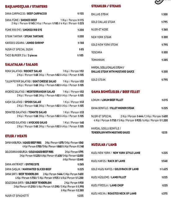 nusr et steakhouse menu menu for nusr et steakhouse etiler merkez istanbul