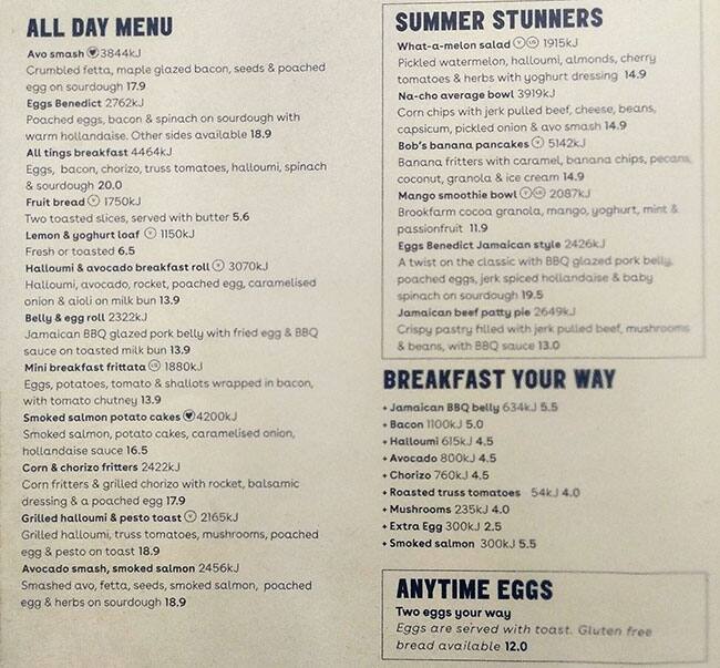 Menu at Jamaica Blue restaurant, Carindale, Creek Rd