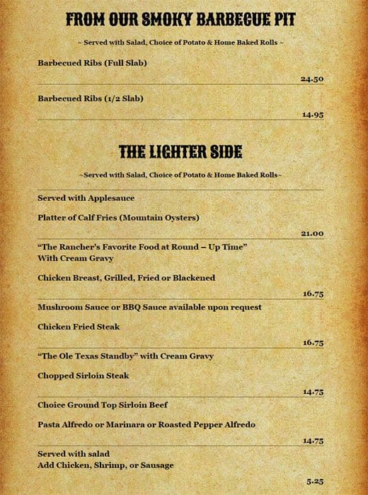 Menu at Cattlemen's Steak House steakhouse, Fort Worth