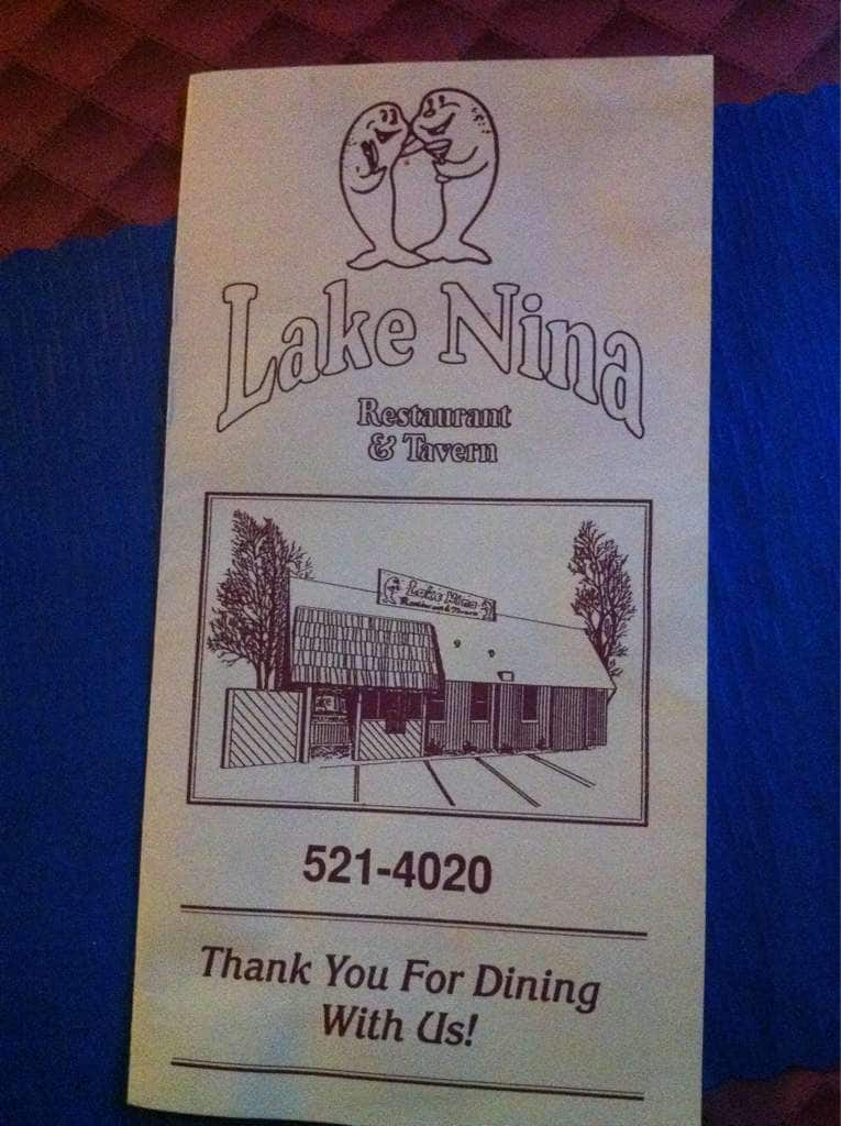 Menu at Lake Nina Restaurant, Cincinnati