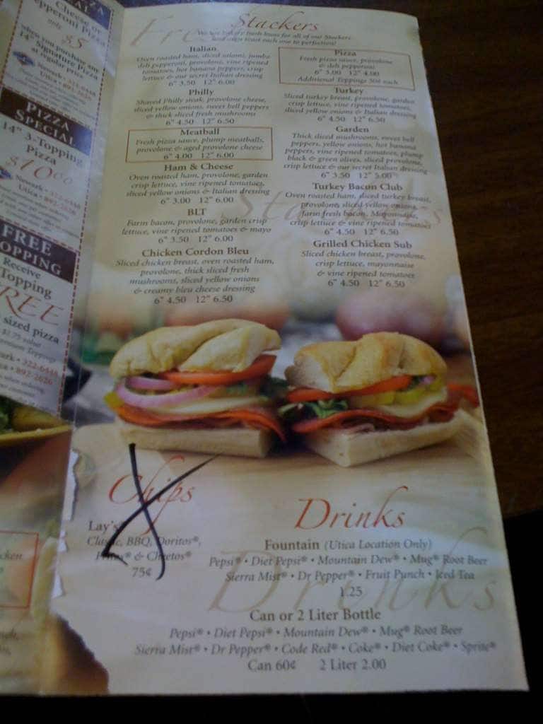 Menu at Stone Bros Pizza, Utica