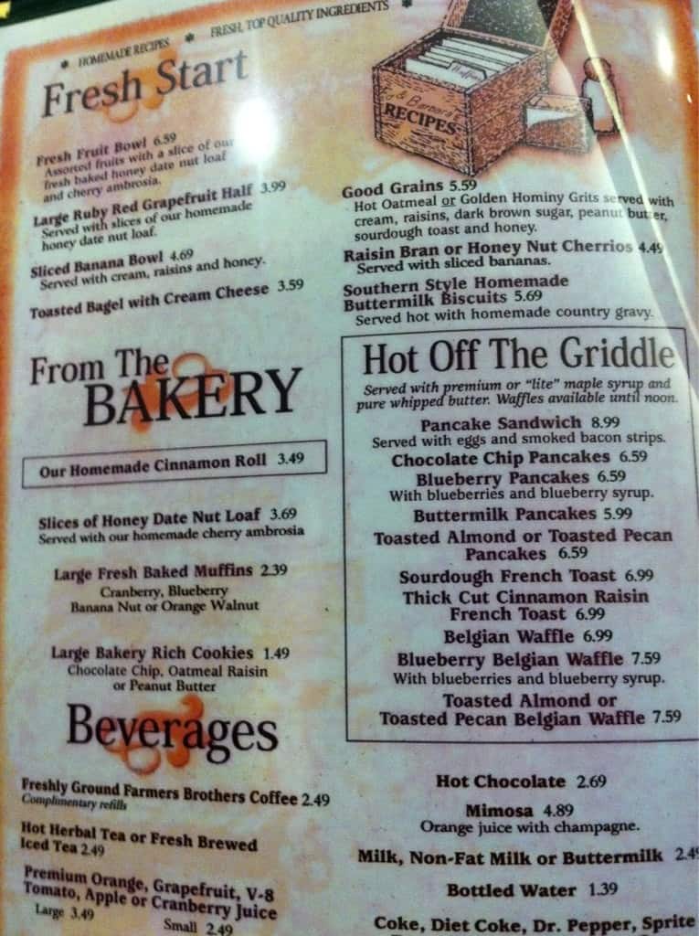 Menu at Black Oak Restaurant, Vacaville