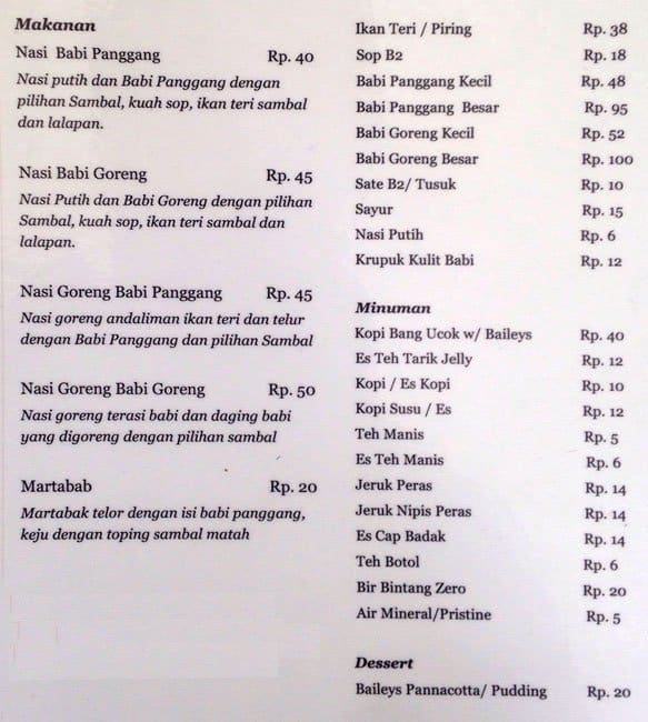 Panggang Ucok Menu, Menu for Panggang Ucok, Kampung Melayu, Jakarta ...