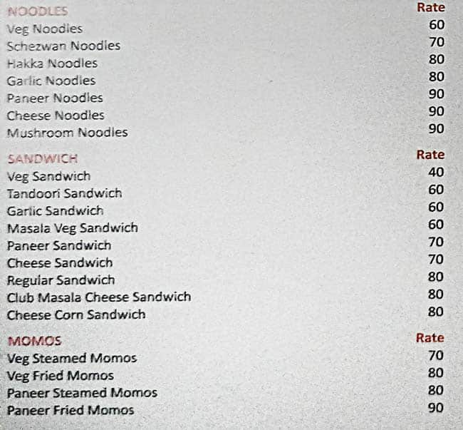 Menu at 8 Ball Cafe, Kota, Plot G5