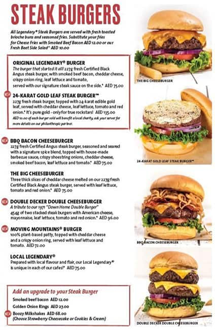 Hard Rock Cafe Menu, Menu for Hard Rock Cafe, Dubai Festival City ...