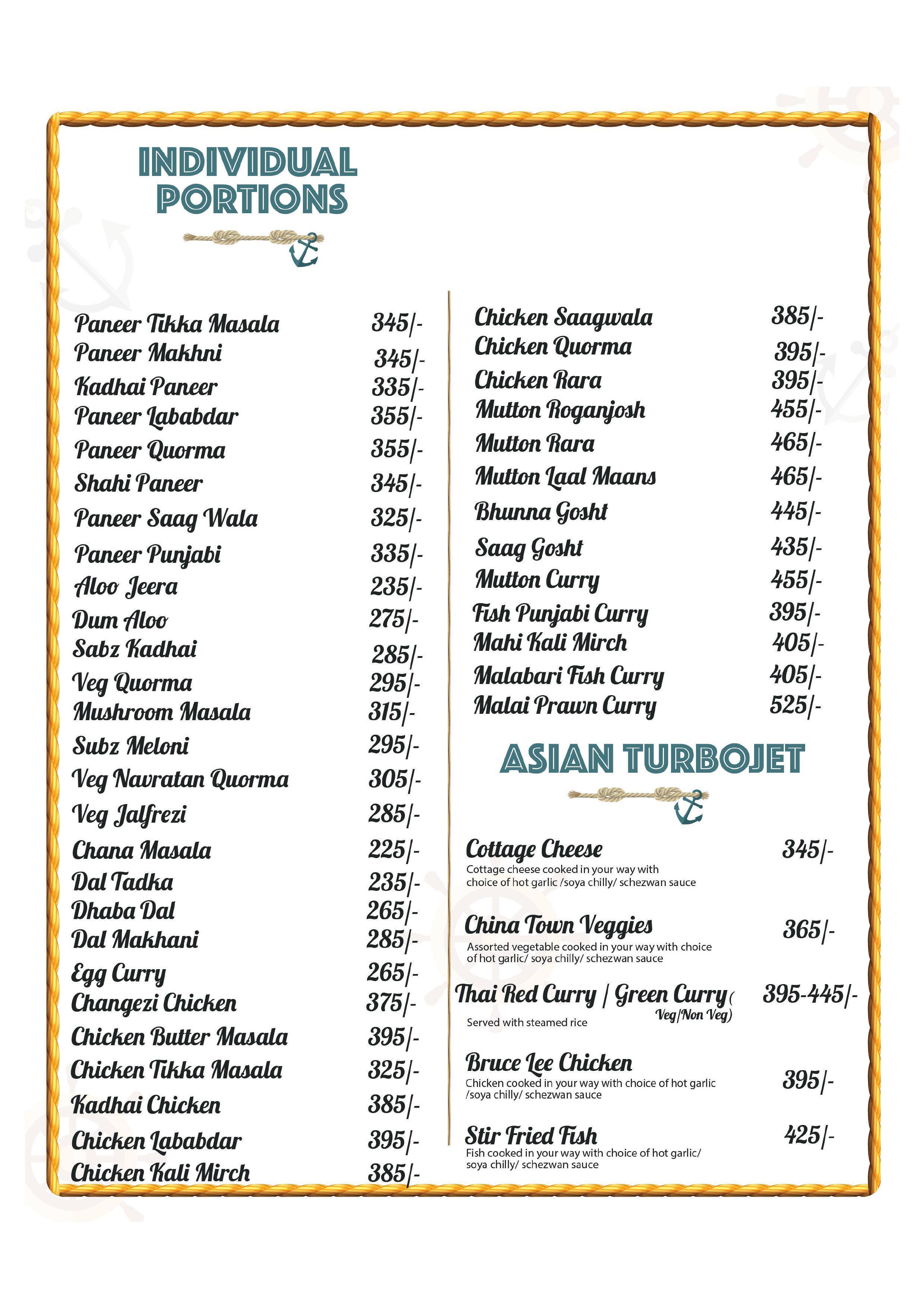 Menu at The Sailor's Knot, Ranchi