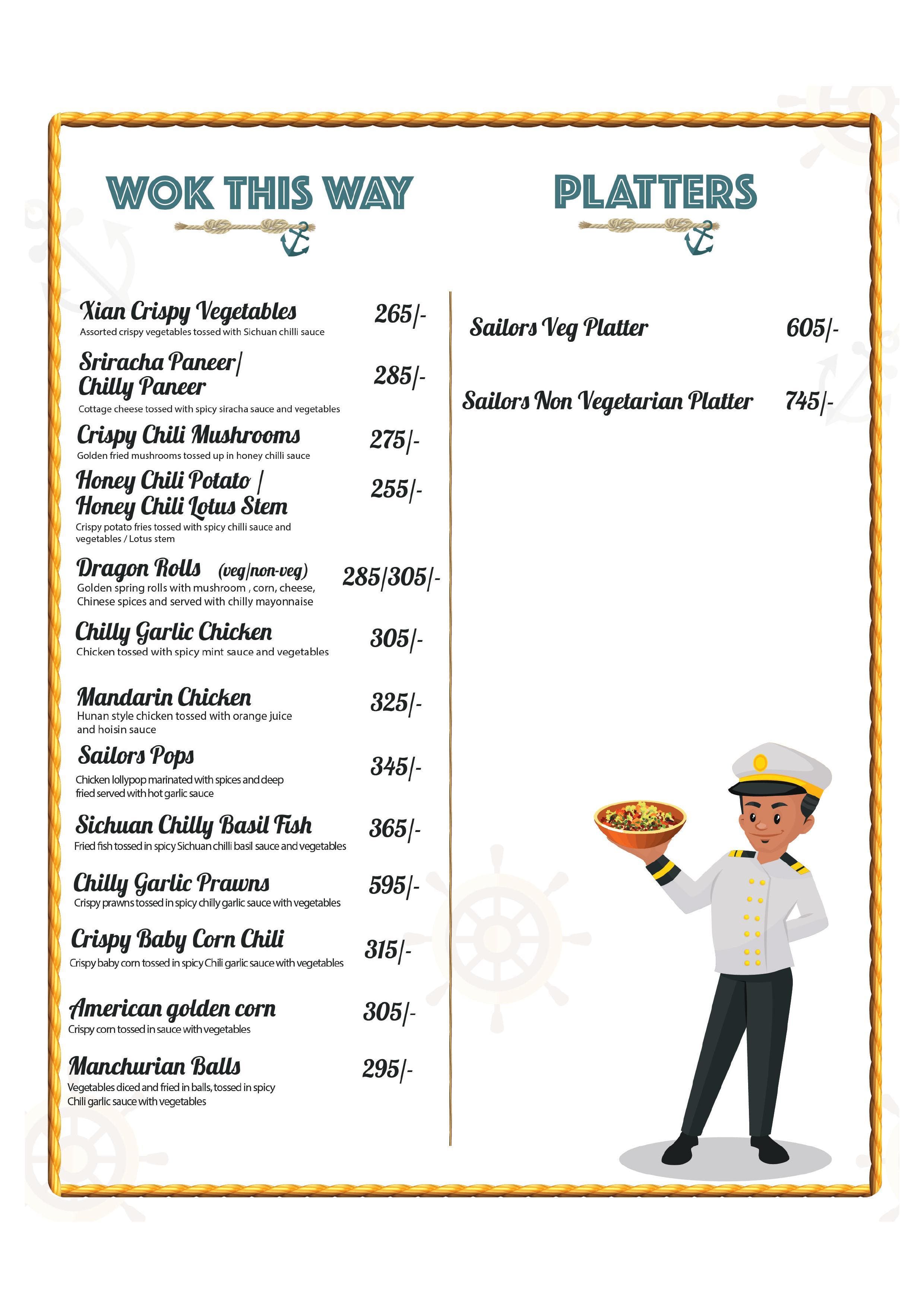 Menu at The Sailor's Knot, Ranchi