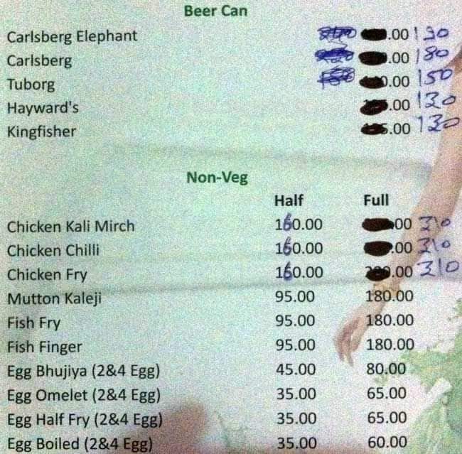 Menu at Crystal Bar, Lucknow