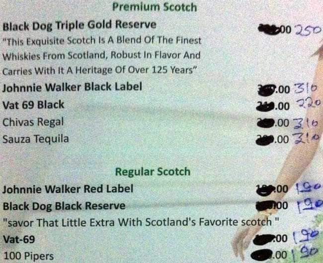 Menu at Crystal Bar, Lucknow