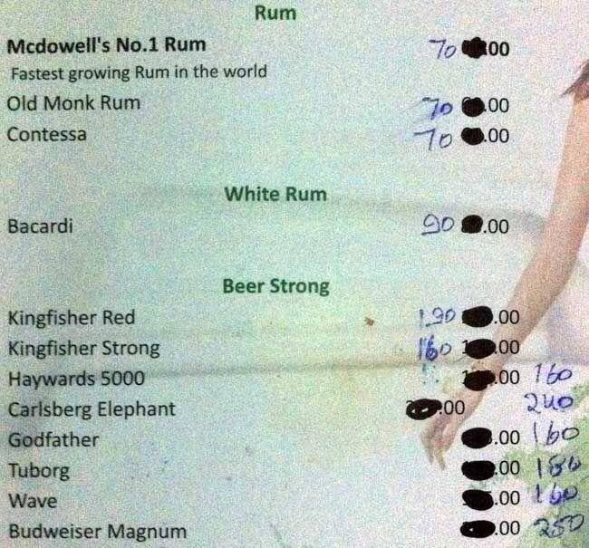 Menu at Crystal Bar, Lucknow