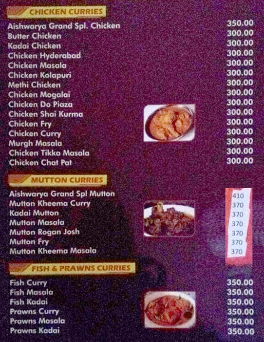 aishwarya grand menu