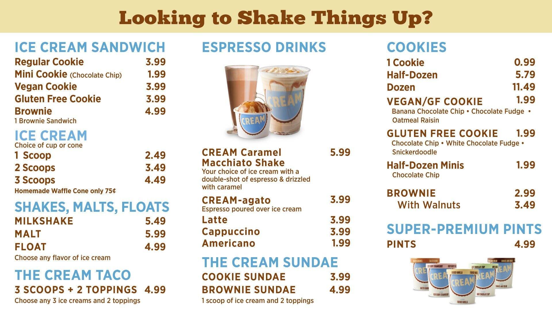 CREAM Menu, Menu for CREAM, Palo Alto, Palo Alto Urbanspoon/Zomato