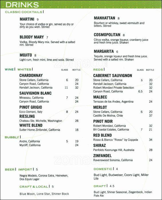 Red Pepper Bar & Grill menu
