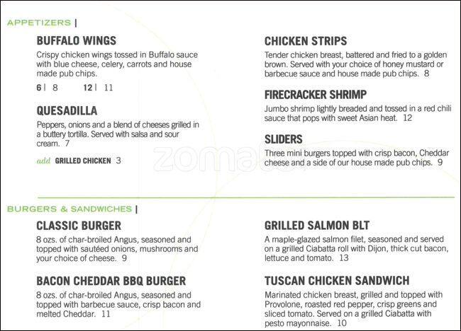 Red Pepper Bar & Grill menu