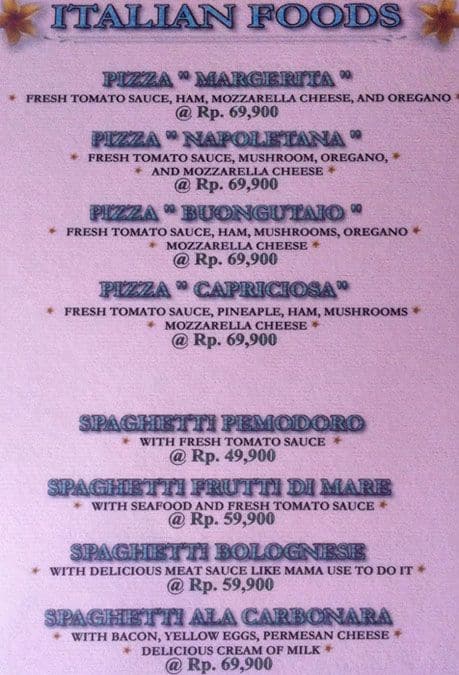 Mades Restaurant menu