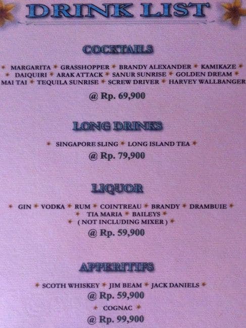 Mades Restaurant menu