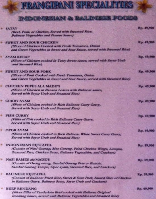 Mades Restaurant menu