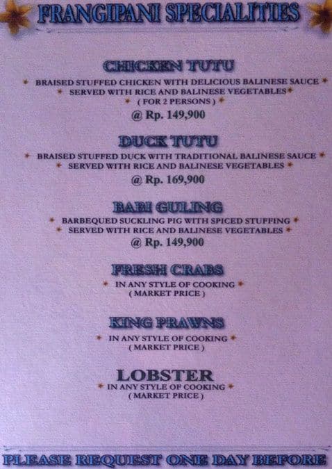 Mades Restaurant menu