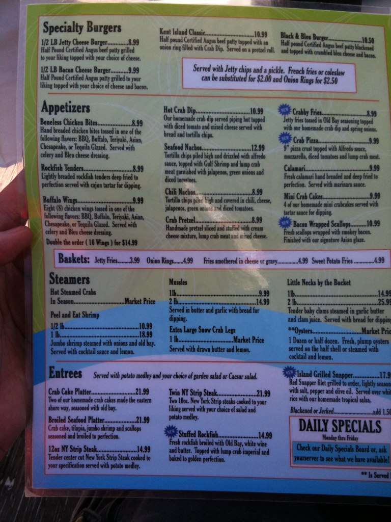 Jetty Menu, Menu for Jetty, Grasonville, Baltimore Urbanspoon/Zomato