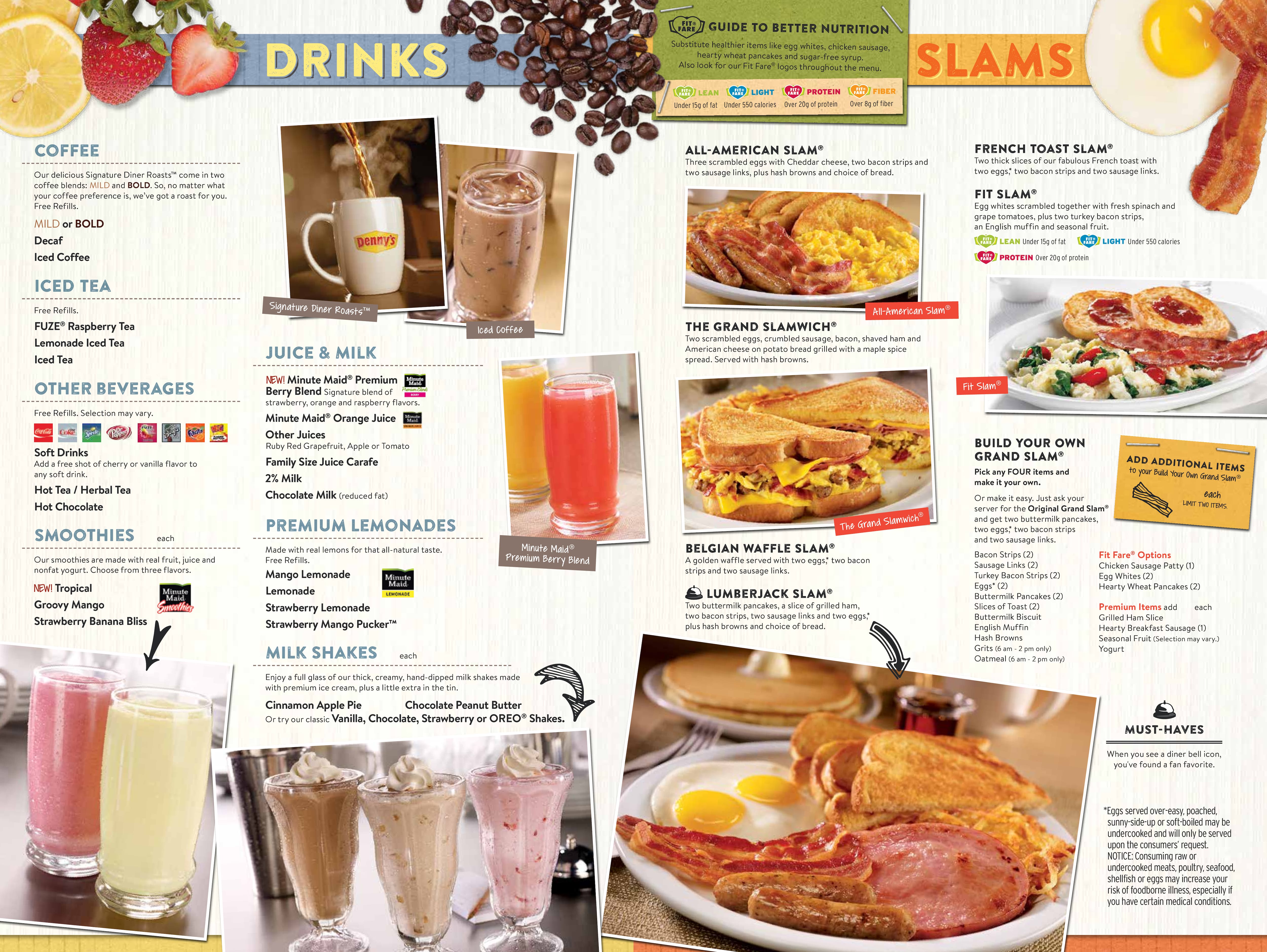 Menu at Denny's restaurant, Albuquerque, San Antonio Dr NE